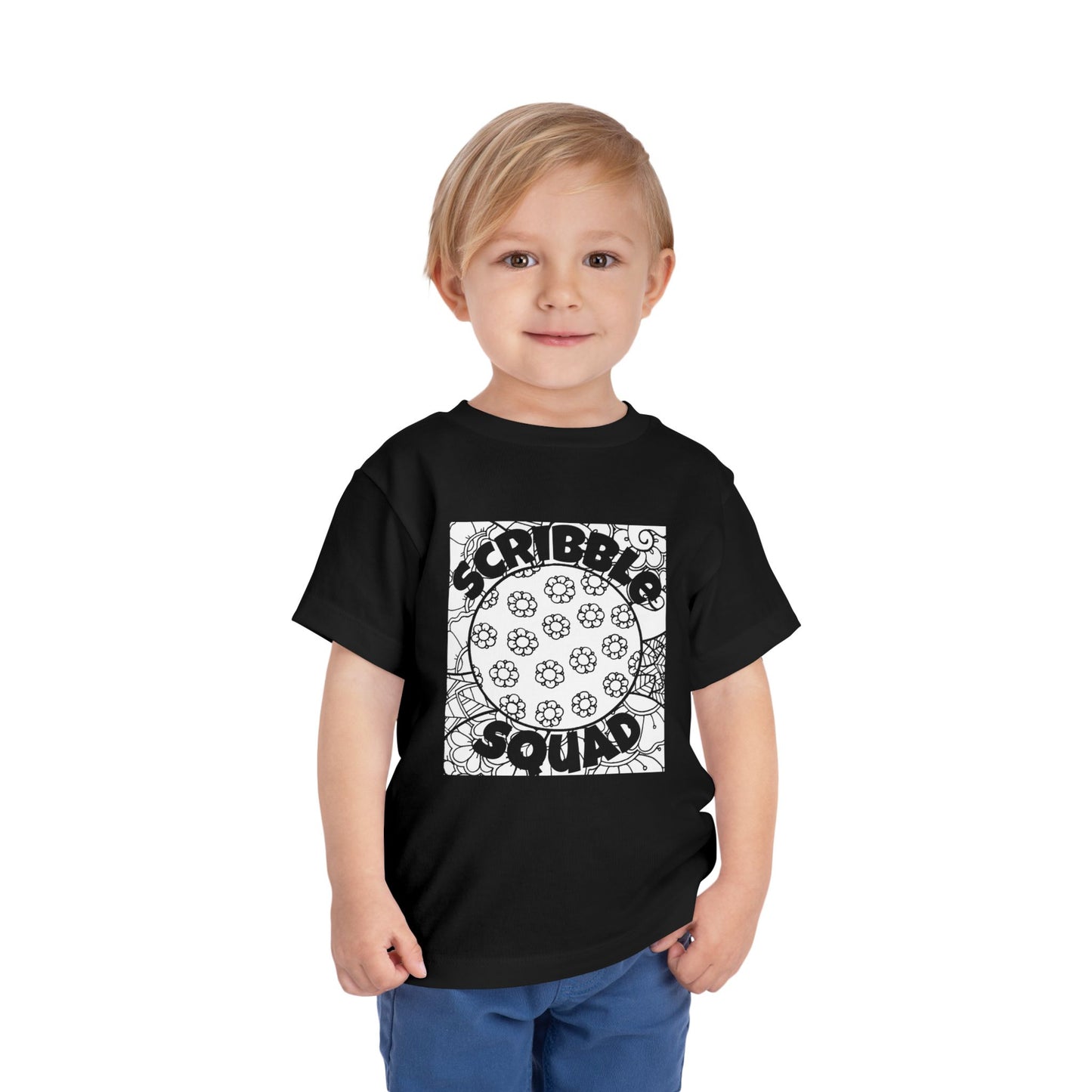 Scribble Squad Toddler Tee, Kids Creative Shirt, Playful Short Sleeve Tee, DIY Coloring Shirt, Fun Toddler Fashion, Birthday Gift for Kids
