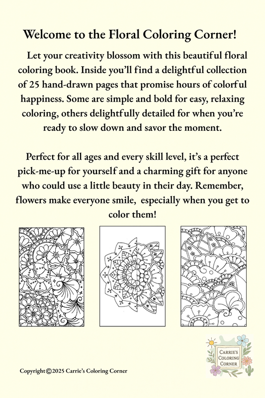 Floral Coloring Corner - FULL BOOK
