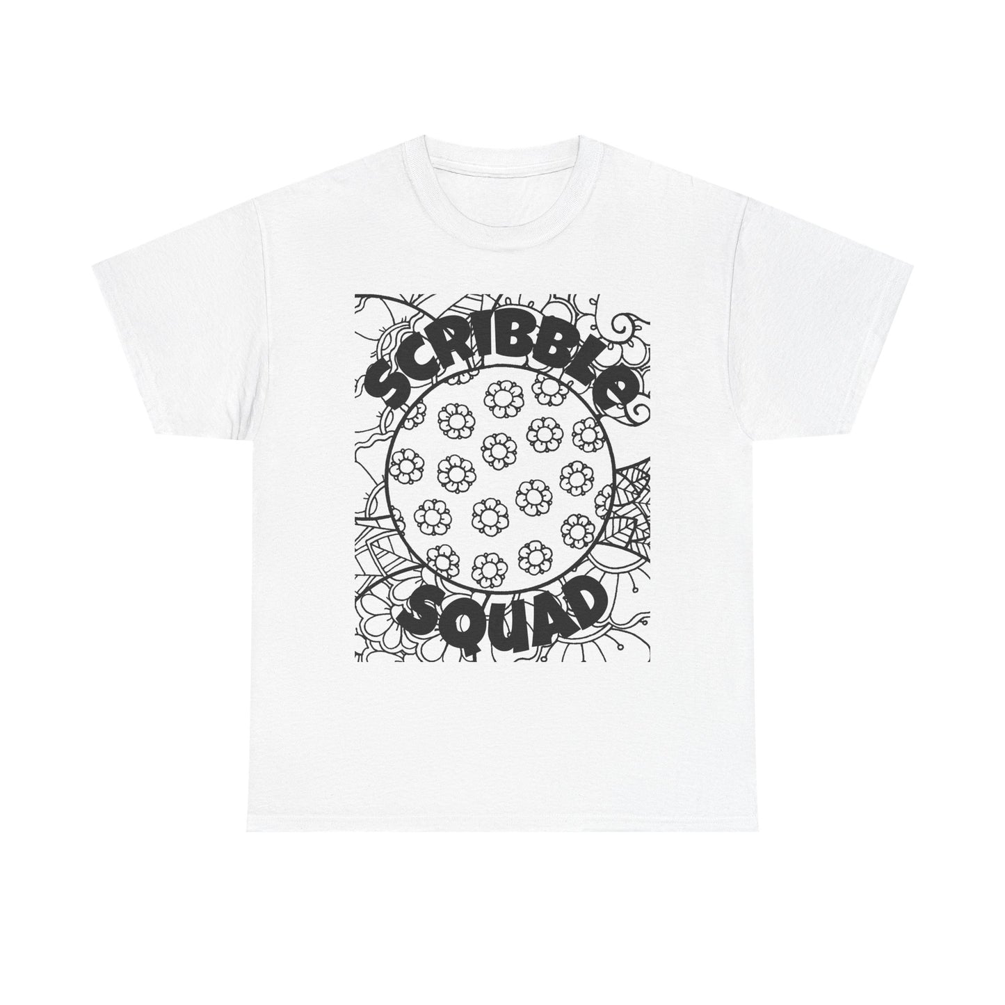 Scribble Squad Adult Unisex Cotton Tee - Fun Graphic Tee, Gift for Artists, Creative Squad T-shirt, Playful Coloring Shirt, Birthday Gift