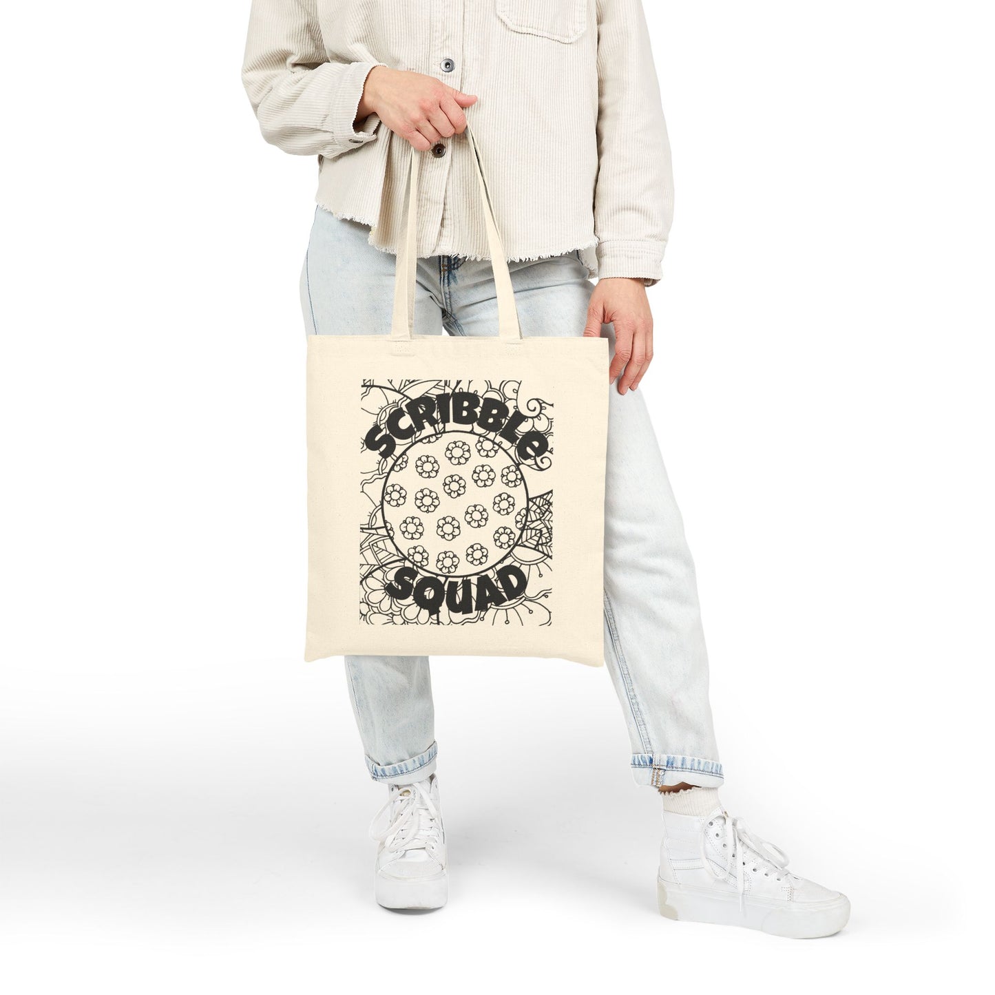 Scribble Squad Tote Bag, Funny Gift, Eco-Friendly Bag, Art Supplies, Minimalist Tote, Perfect for Artists