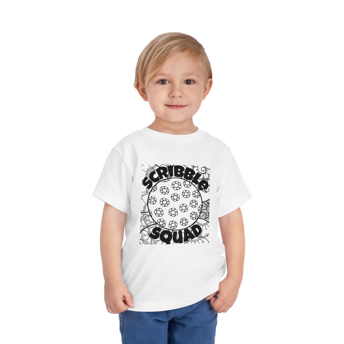 Scribble Squad Toddler Tee, Kids Creative Shirt, Playful Short Sleeve Tee, DIY Coloring Shirt, Fun Toddler Fashion, Birthday Gift for Kids
