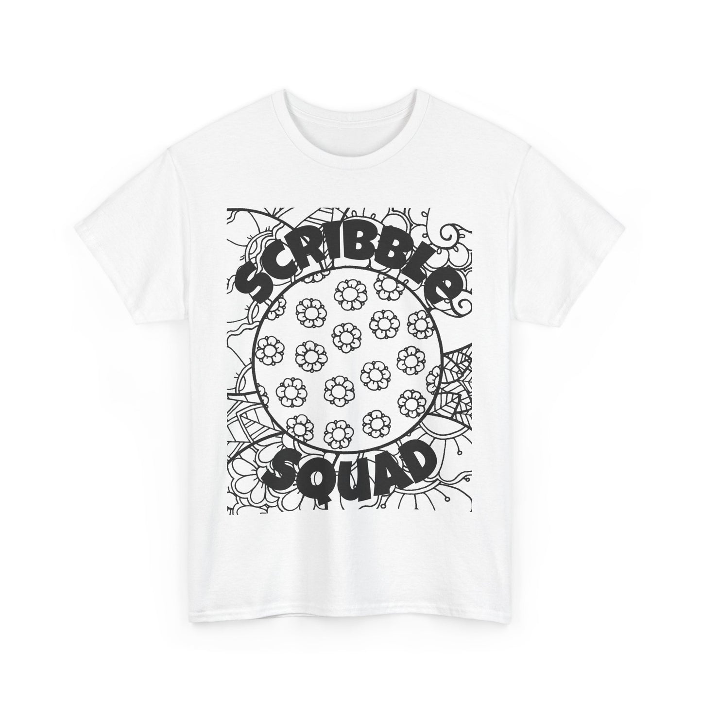 Scribble Squad Adult Unisex Cotton Tee - Fun Graphic Tee, Gift for Artists, Creative Squad T-shirt, Playful Coloring Shirt, Birthday Gift
