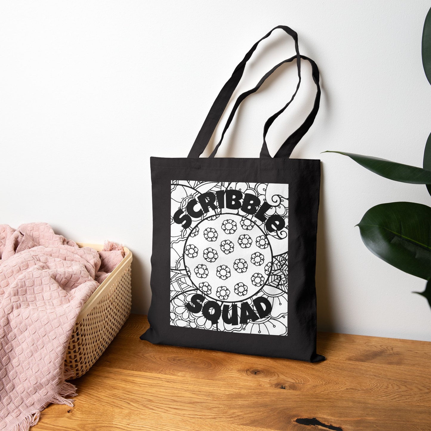 Scribble Squad Tote Bag, Funny Gift, Eco-Friendly Bag, Art Supplies, Minimalist Tote, Perfect for Artists